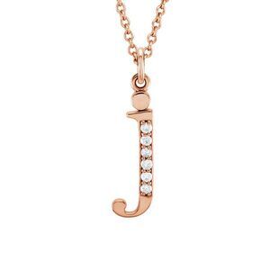 The Abbey 14k Rose Gold Diamond Lower Case Initial 'j' Necklace 16 In